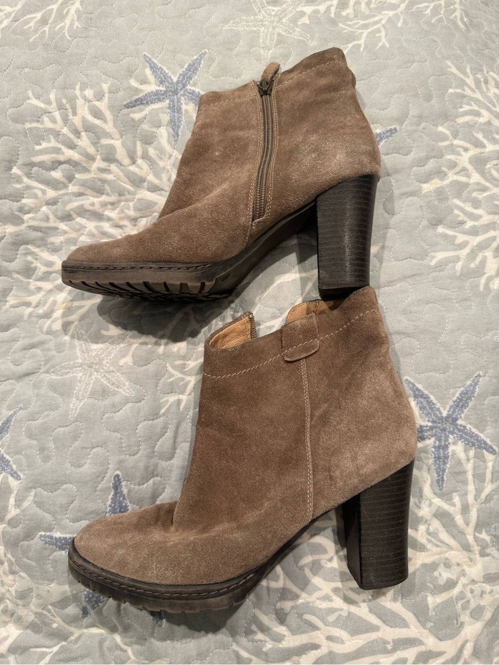 Women's Taupe Suede High Heel Ankle Boots